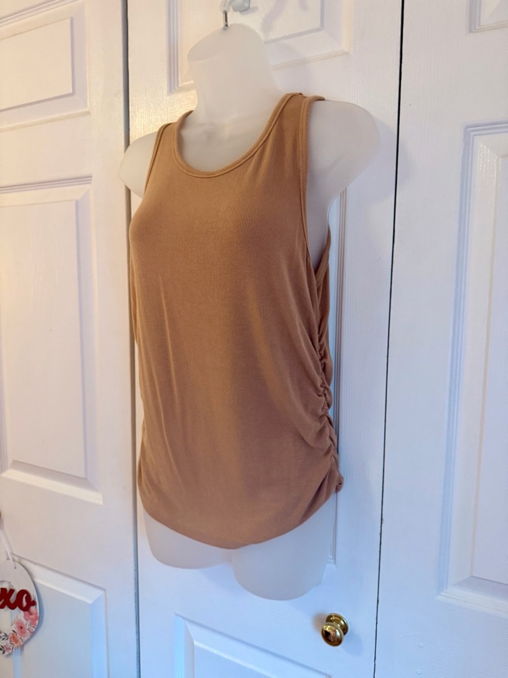 Women’s Ruched Side Tank Top - Tan